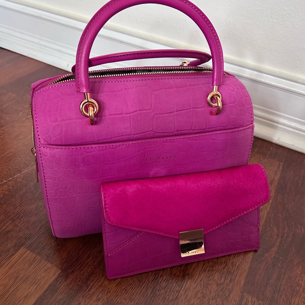Ted Baker London 2 in 1 Calf Hair Leather Clutch Top Handle Handbag - Picture 5 of 17